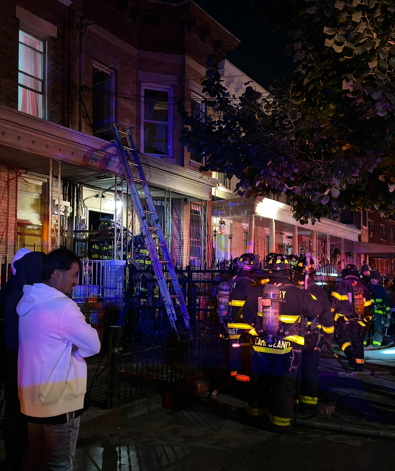 FDNY units operating at a basement fire in Brooklyn