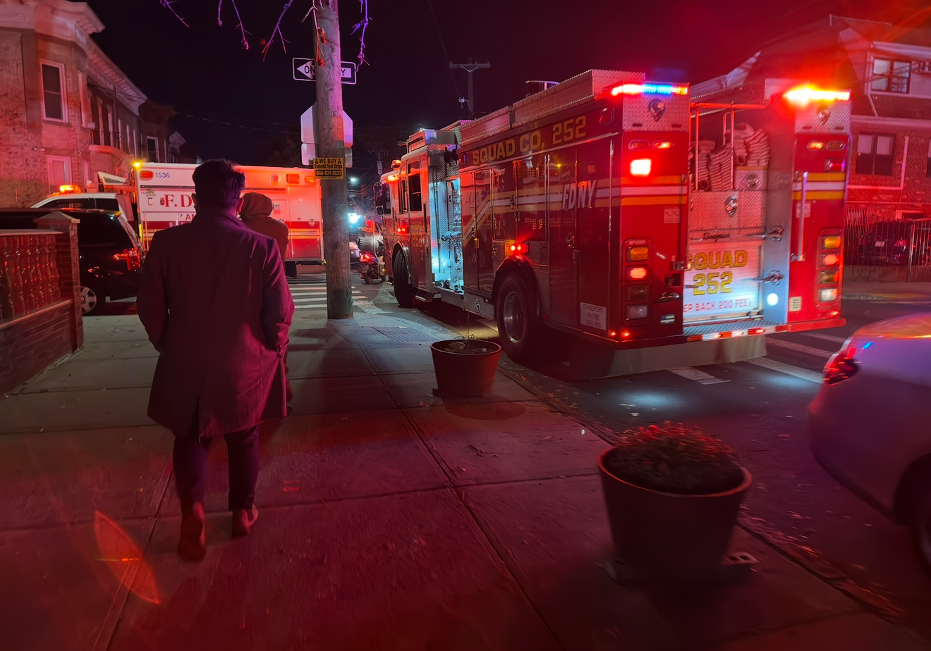 Firefighters operating at private dwelling fire
